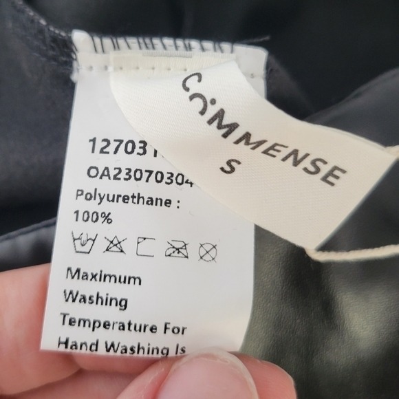 SOLD - NWT Commense Black Faux Leather High Waist Split Hem Stretchy Flare Pants - Picture 9 of 10